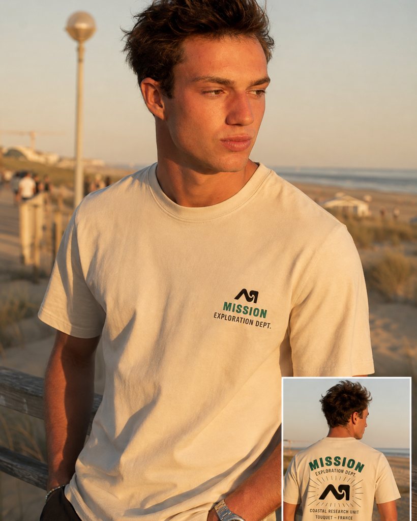 T-shirt Mission Exploration Dept. Sand, face et dos