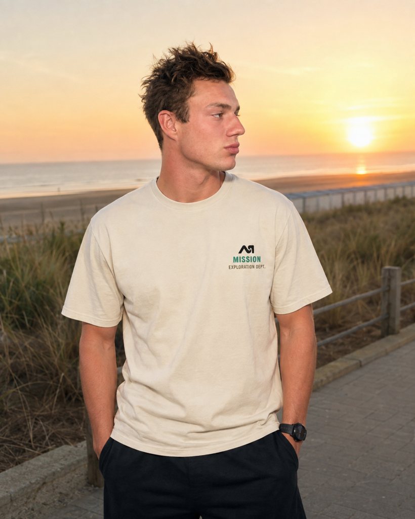 T-shirt Mission Exploration Dept. Sand, face, logo poitrine